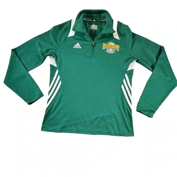Adidas Beaver Dam Baseball Green 1/4 Zip Pullover Long Sleeve Shirt Adult S - Picture 1 of 10